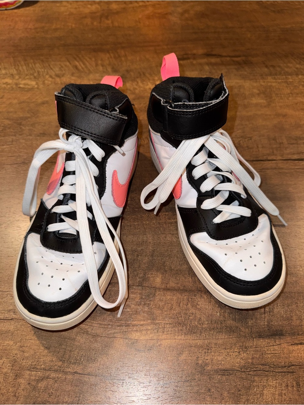 Nike Court Borough Mid 2 Black White Pink Sneakers Youth 3.5Y